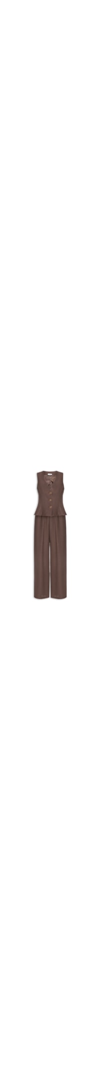 Conjunto Feminino Em Alfaiataria Colete Com Calça - Marrom
