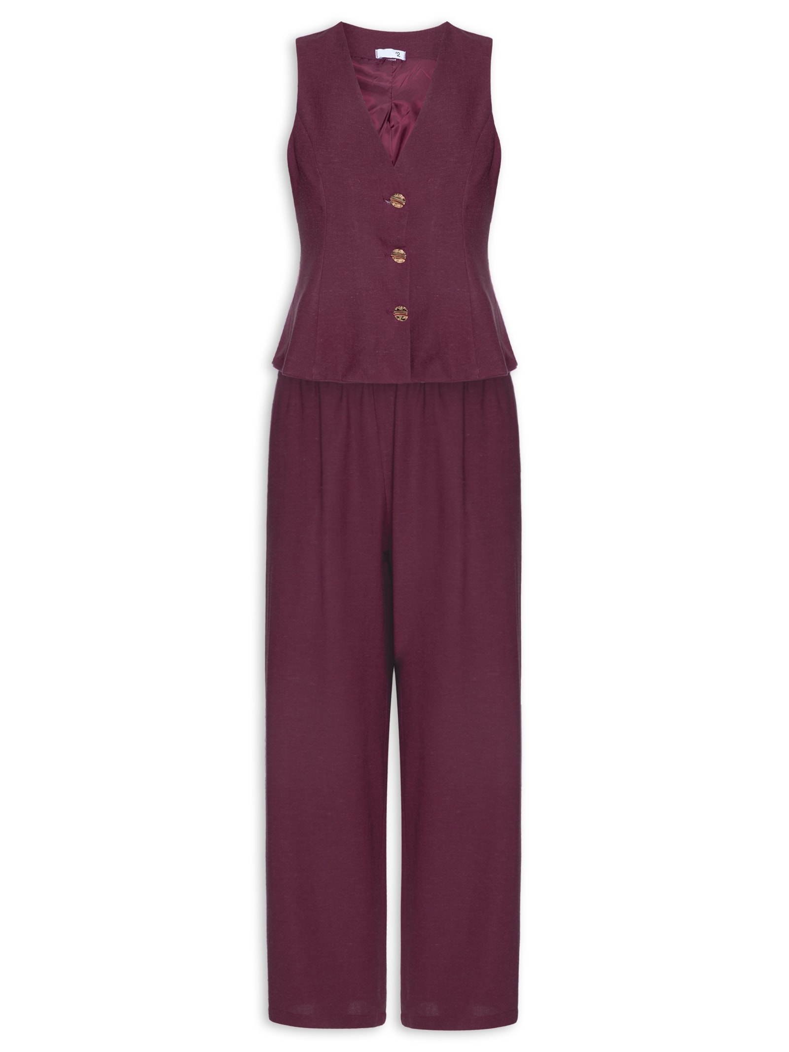 Conjunto Feminino Em Alfaiataria Colete Com Calça Vermelho '2Essential