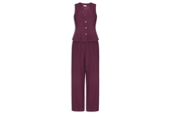 Conjunto Feminino Em Alfaiataria Colete Com Calça - Vermelho