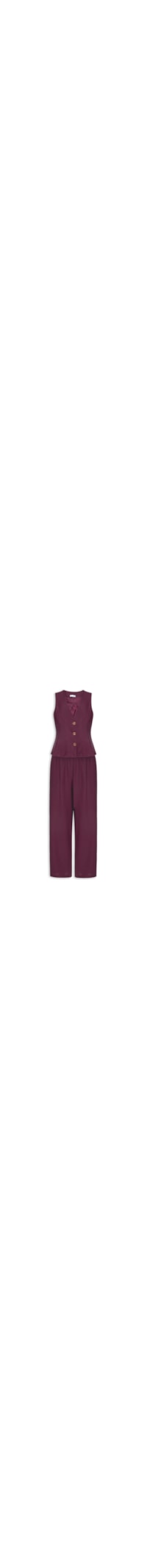 Conjunto Feminino Em Alfaiataria Colete Com Calça - Vermelho