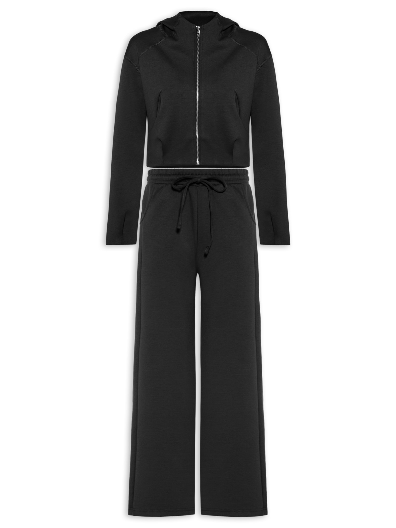 Conjunto Feminino Em Moletom Preto Basiq