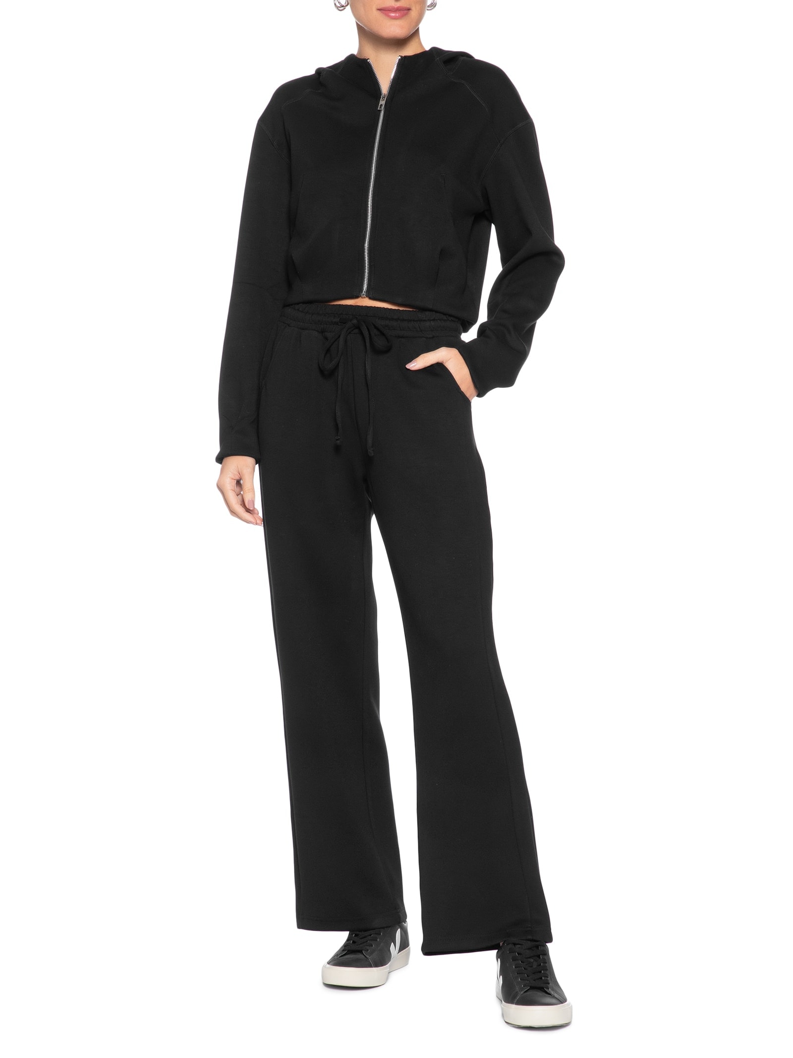 Conjunto Feminino Em Moletom Preto Basiq