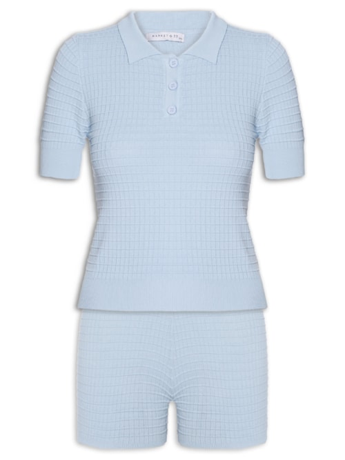 Conjunto Feminino Em Tricot – Azul