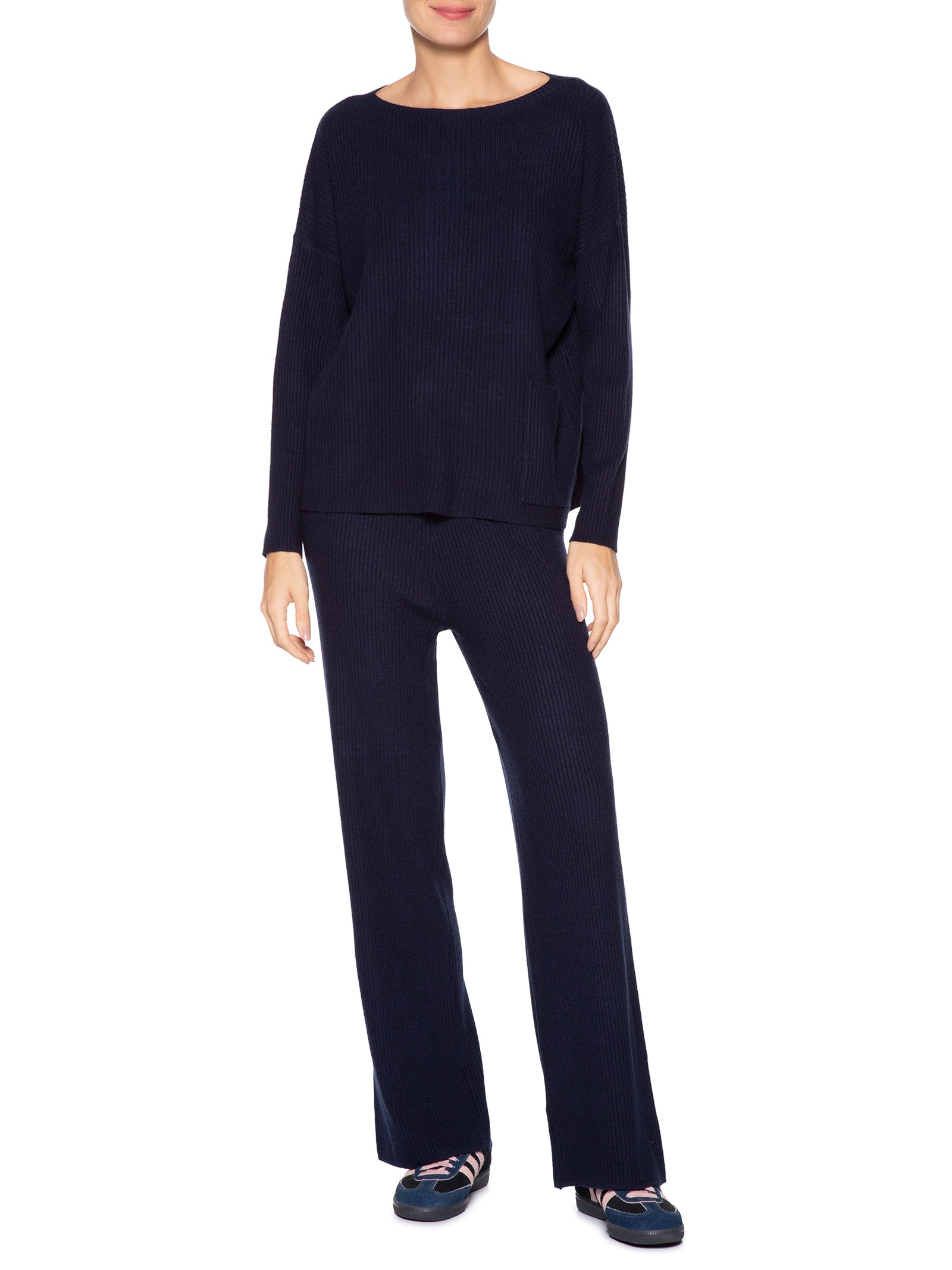 Conjunto Feminino Em Tricot Azul Basiq