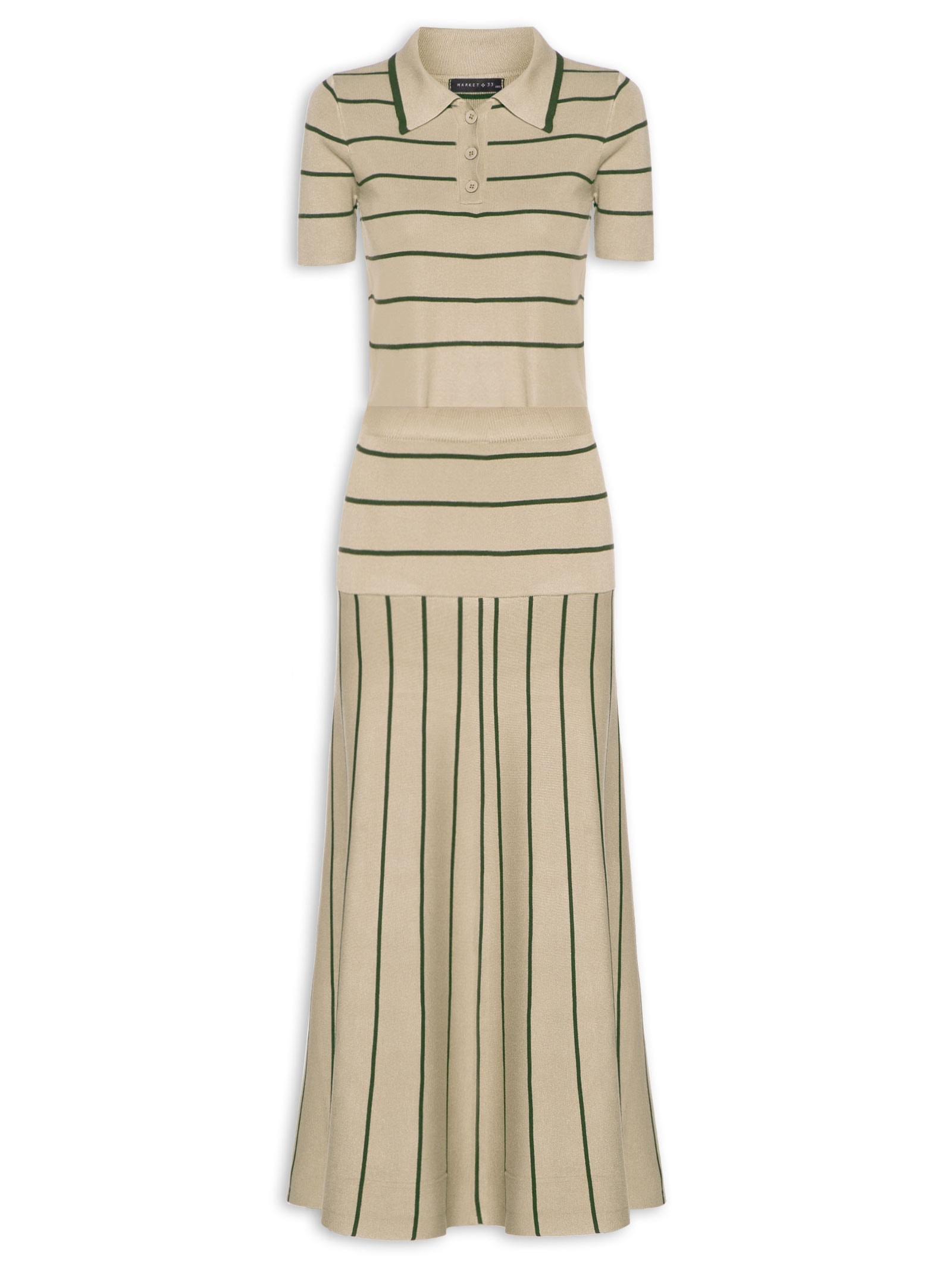 Conjunto Feminino Em Tricot Bege   Market 33