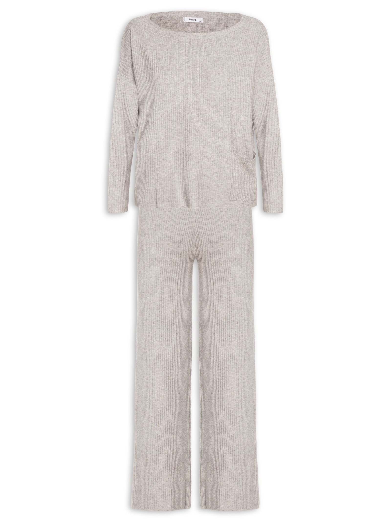 Conjunto Feminino Em Tricot Bege Basiq