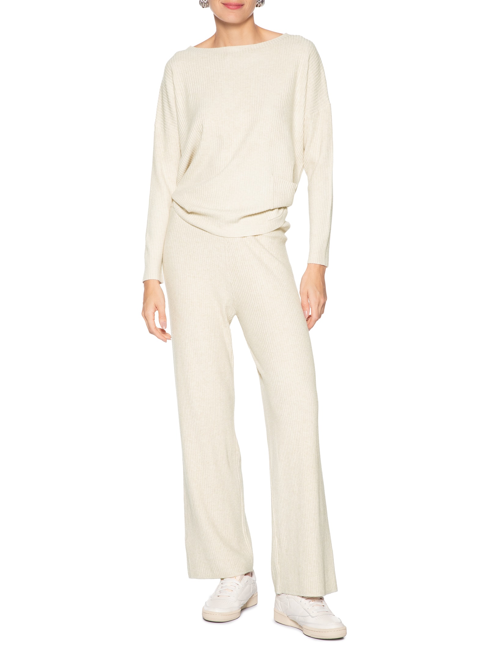 Conjunto Feminino Em Tricot Bege Basiq