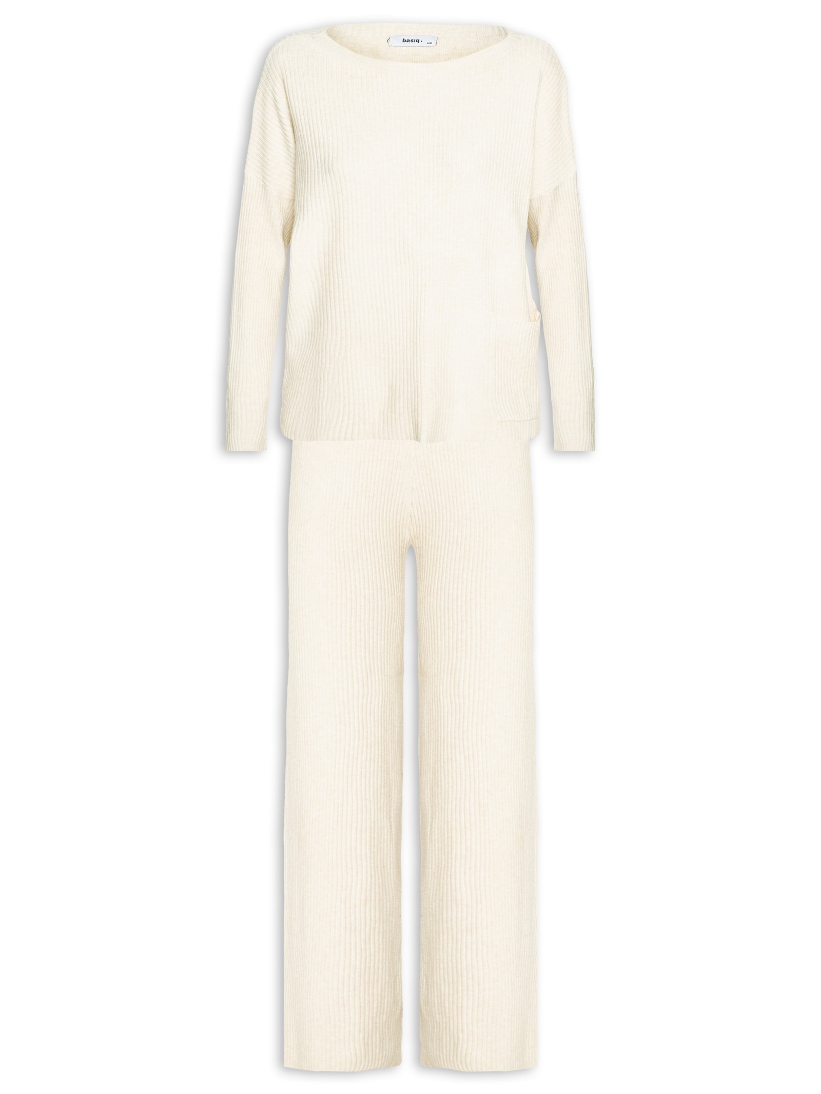 Conjunto Feminino Em Tricot Bege Basiq