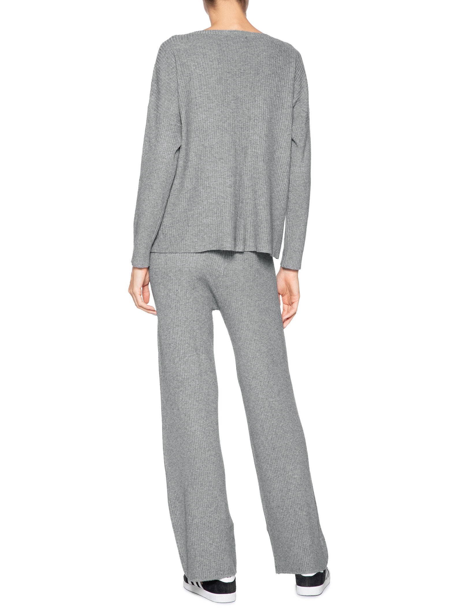 Conjunto Feminino Em Tricot Cinza Basiq