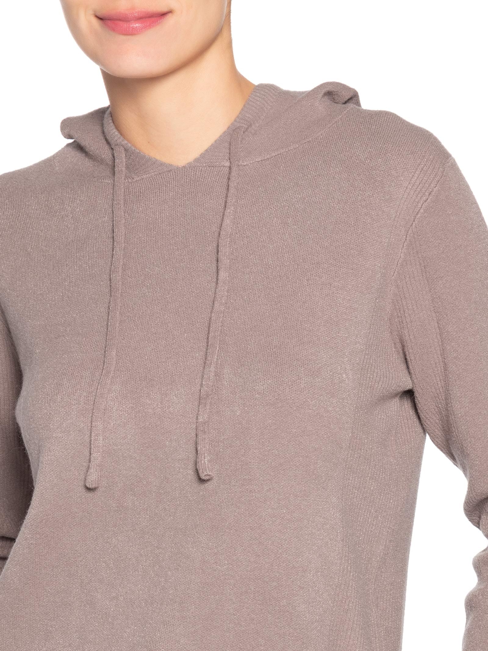 Conjunto Feminino Em Tricot Com Capuz Bege Basiq