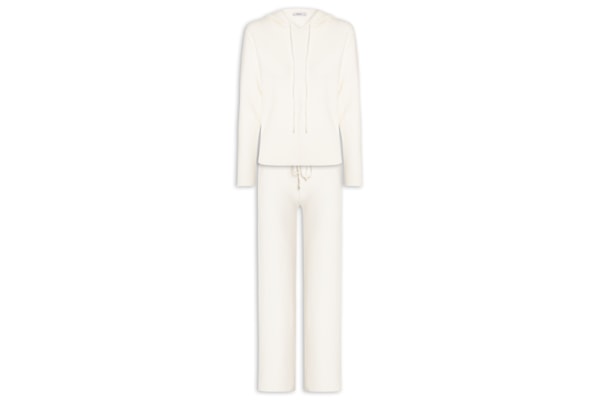 Conjunto Feminino Em Tricot Com Capuz - Off White