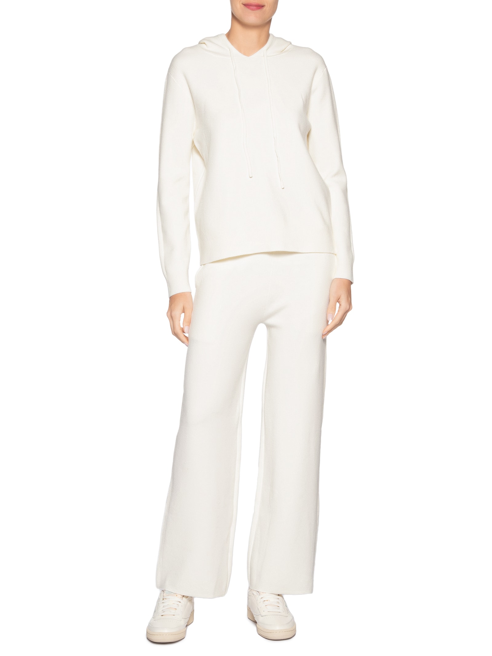 Conjunto Feminino Em Tricot Com Capuz Off White Basiq