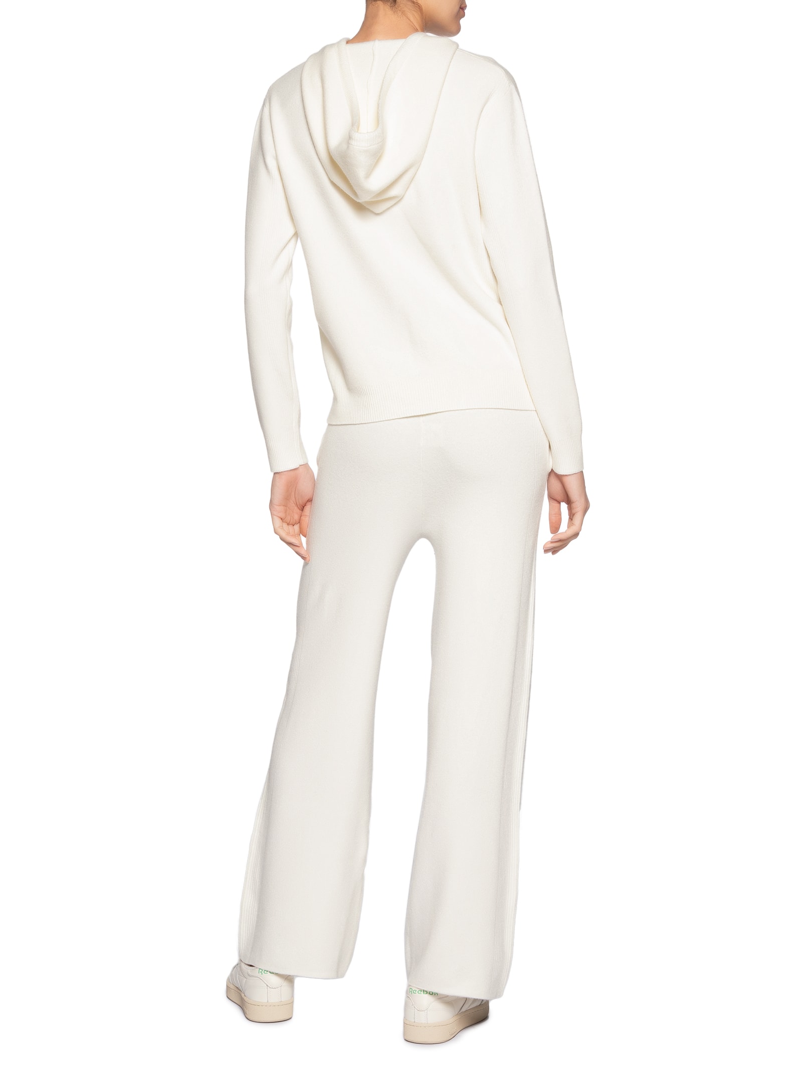 Conjunto Feminino Em Tricot Com Capuz Off White Basiq