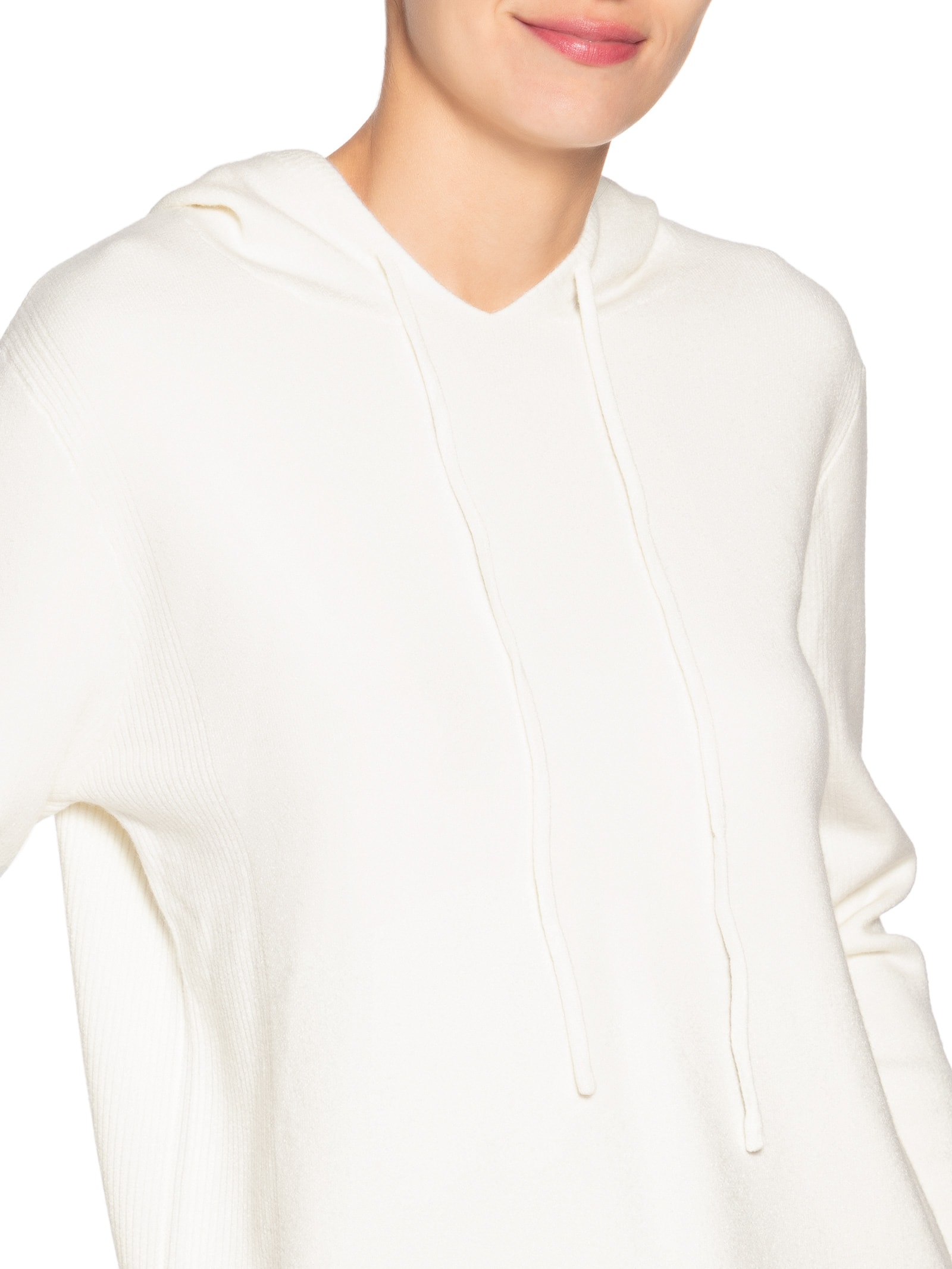 Conjunto Feminino Em Tricot Com Capuz Off White Basiq