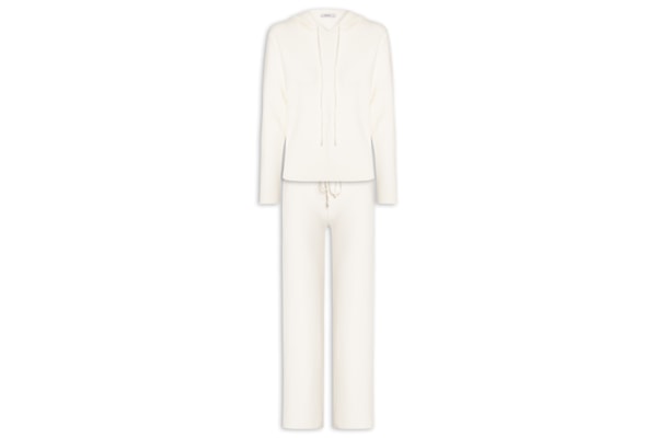 Conjunto Feminino Em Tricot Com Capuz - Off White