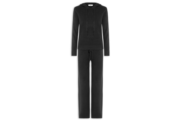 Conjunto Feminino Em Tricot Com Capuz - Preto