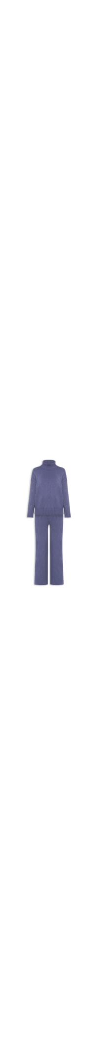 Conjunto Feminino Em Tricot Com Detalhe Texturizado - Azul