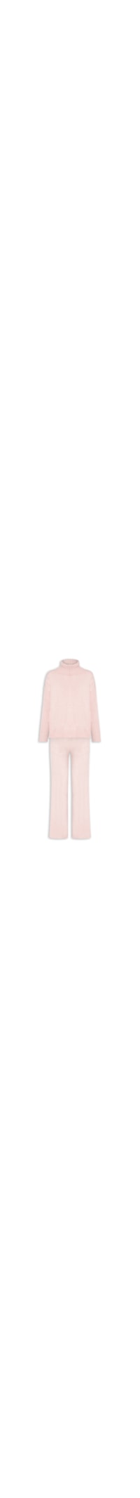 Conjunto Feminino Em Tricot Com Detalhe Texturizado - Rosa