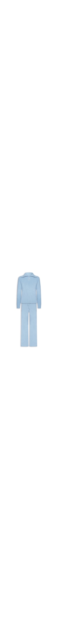 Conjunto Feminino Em Tricot Gola Polo – Azul