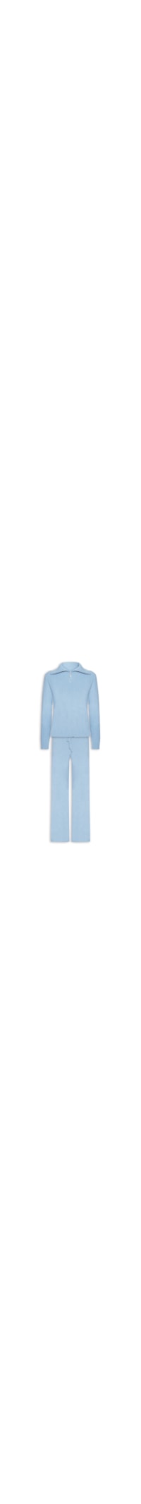 Conjunto Feminino Em Tricot Gola Polo – Azul