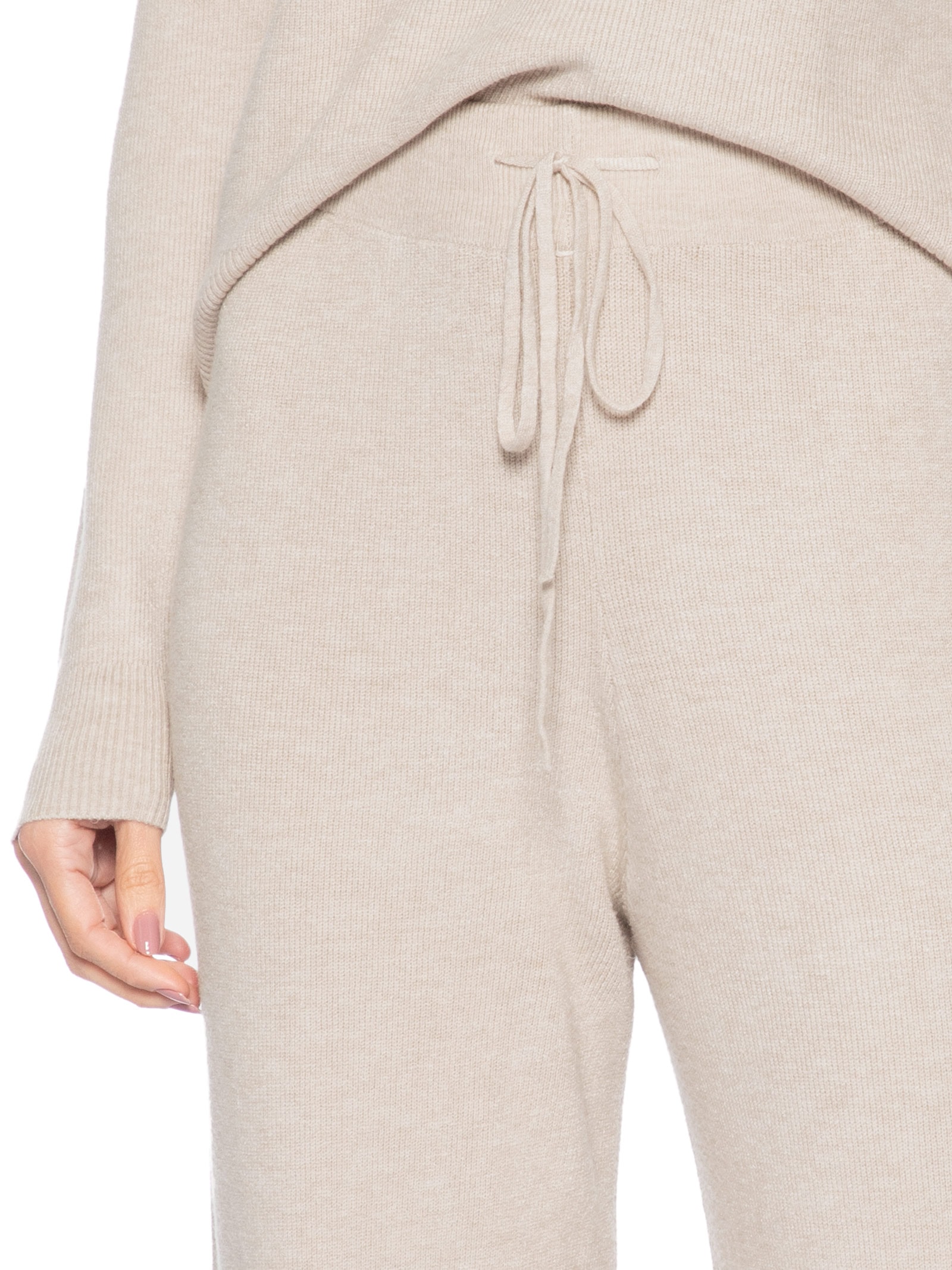 Conjunto Feminino Em Tricot Gola Polo – Bege Basiq