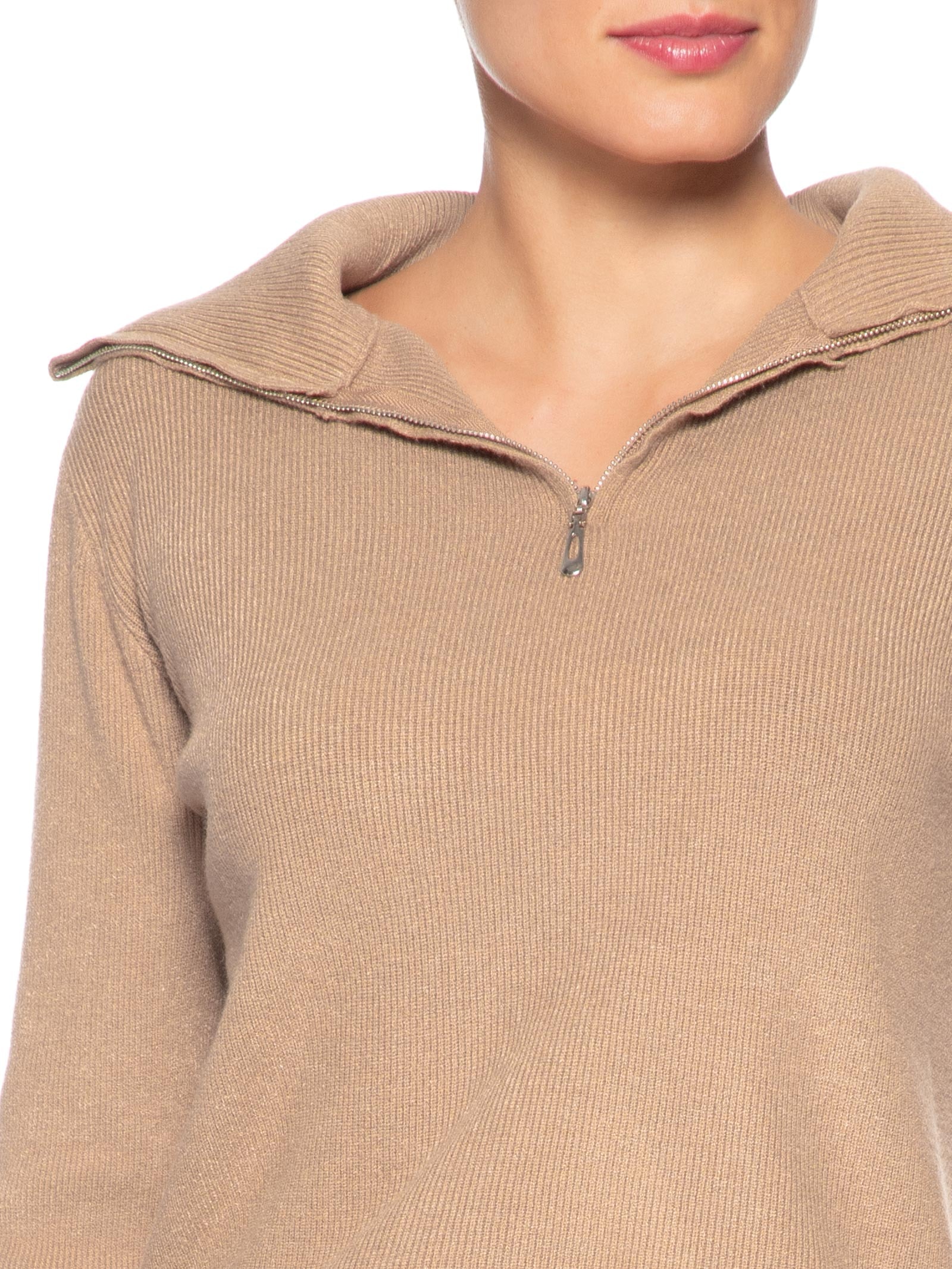 Conjunto Feminino Em Tricot Gola Polo – Bege Basiq