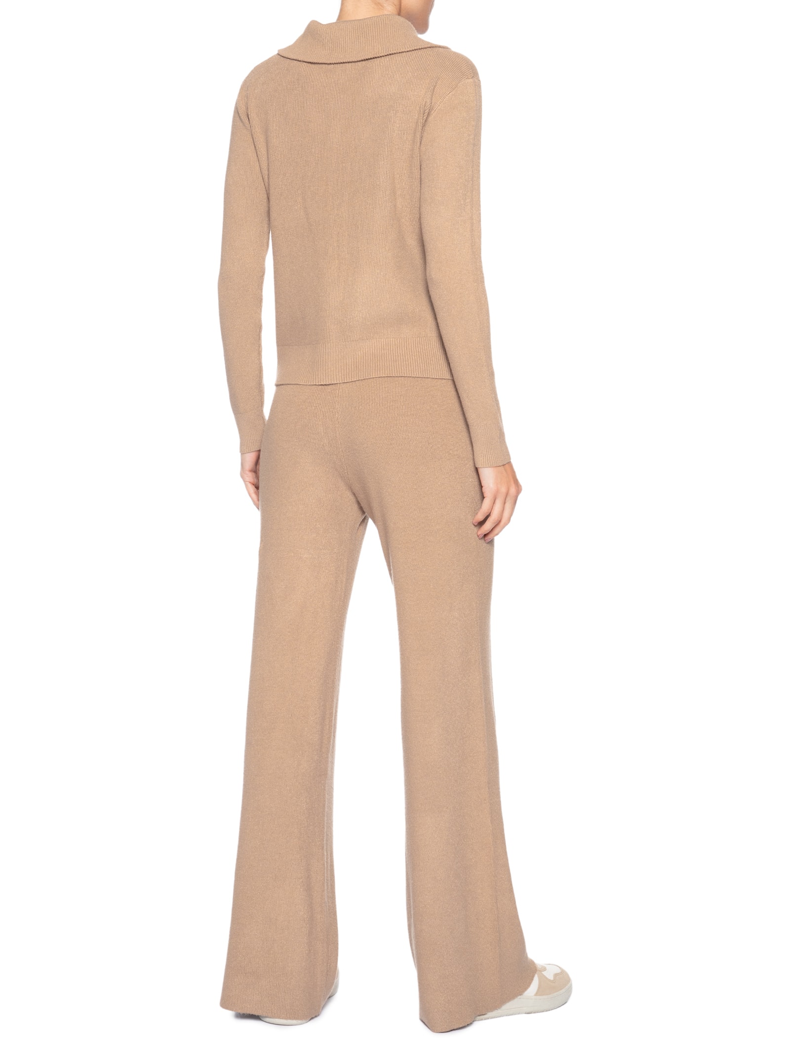 Conjunto Feminino Em Tricot Gola Polo – Bege Basiq