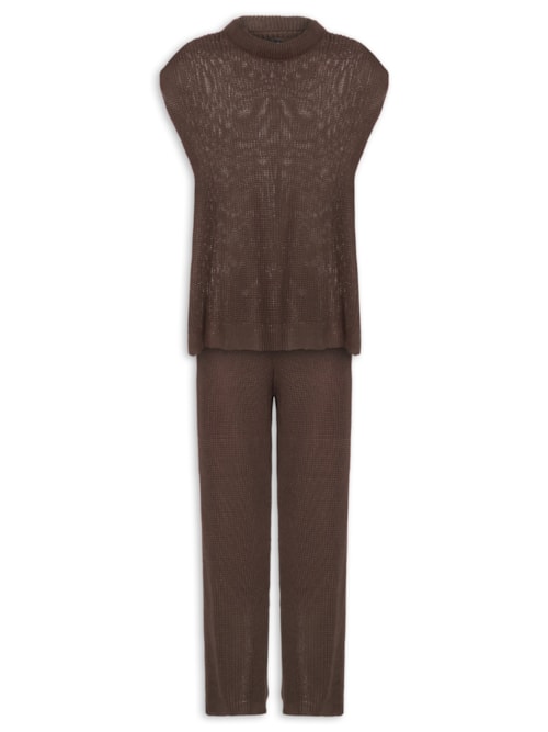 Conjunto Feminino Em Tricot – Marrom