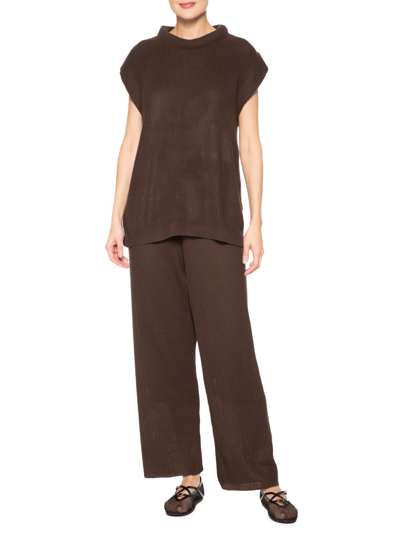 Conjunto Feminino Em Tricot Marrom Market 33