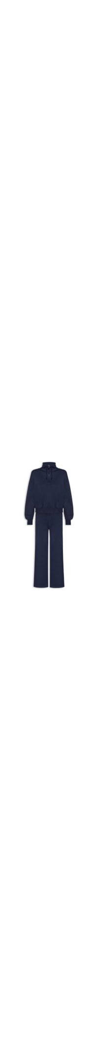 Conjunto Feminino Em Tricot Meio Zíper - Azul