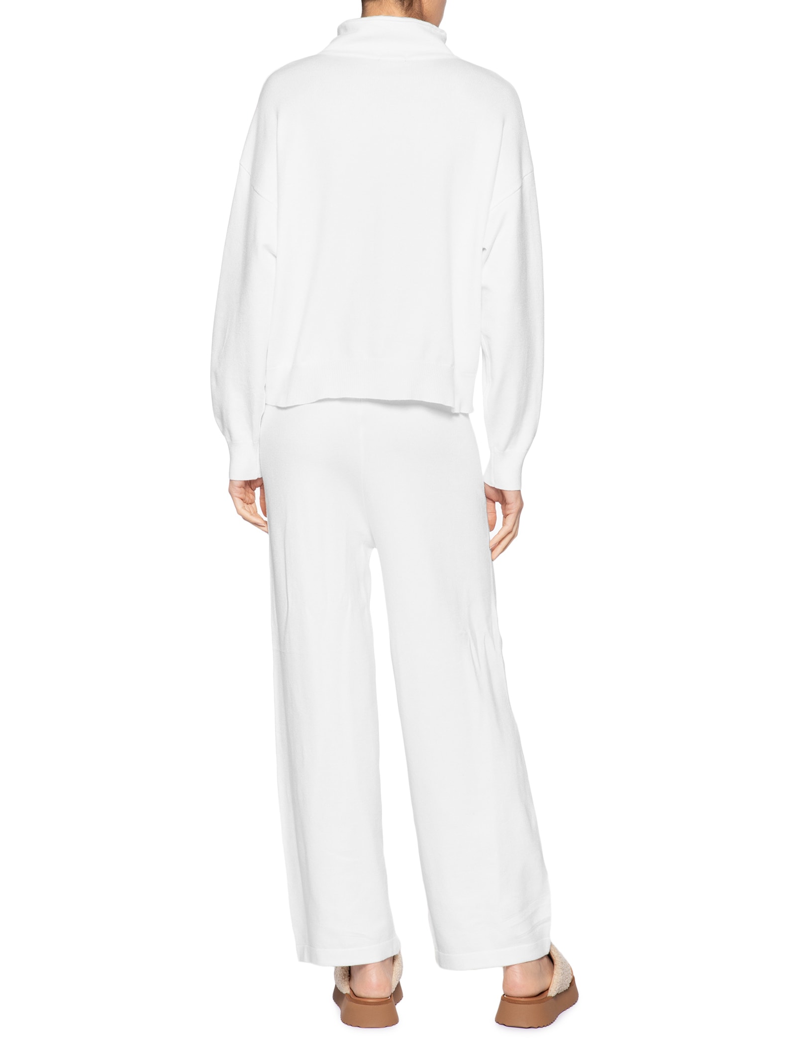 Conjunto Feminino Em Tricot Meio Zíper Branco Basiq