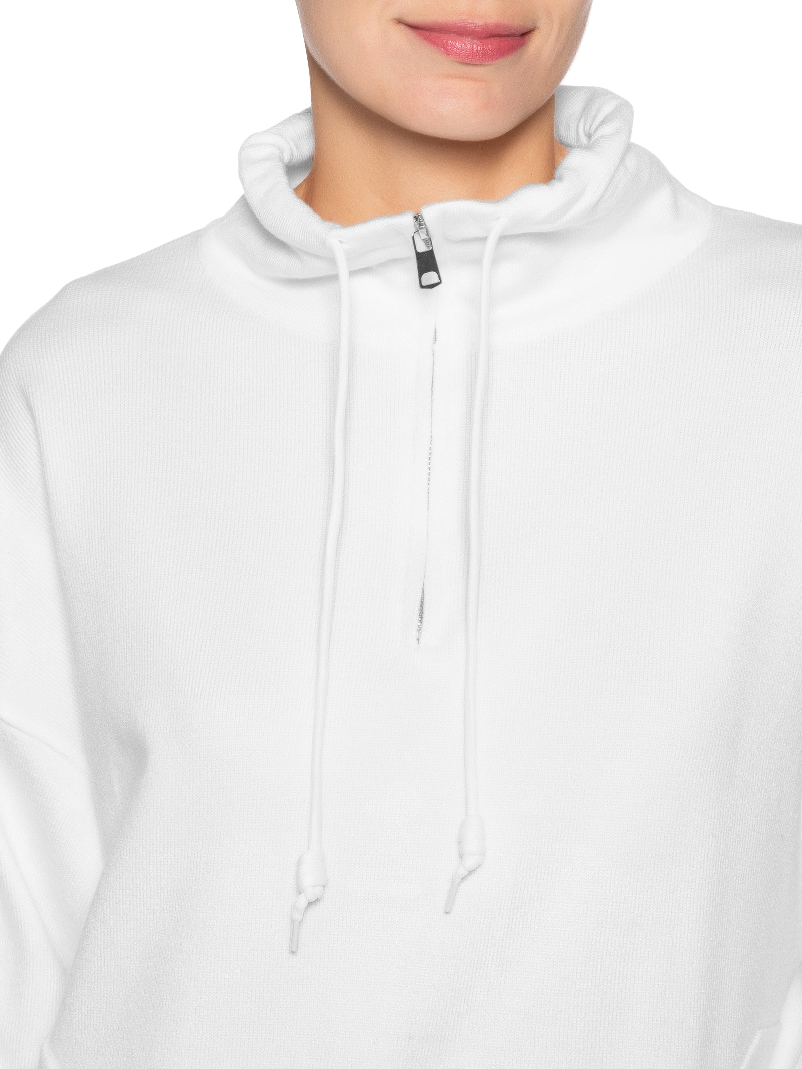 Conjunto Feminino Em Tricot Meio Zíper Branco Basiq