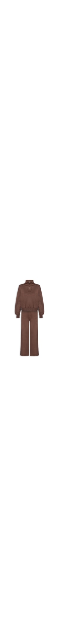 Conjunto Feminino Em Tricot Meio Zíper - Marrom