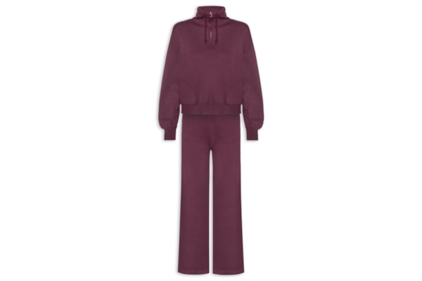 Conjunto Feminino Em Tricot Meio Zíper - Vermelho