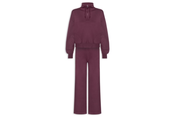 Conjunto Feminino Em Tricot Meio Zíper - Vermelho