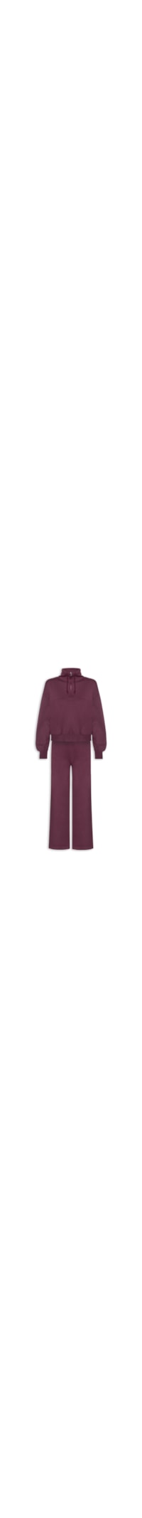 Conjunto Feminino Em Tricot Meio Zíper - Vermelho