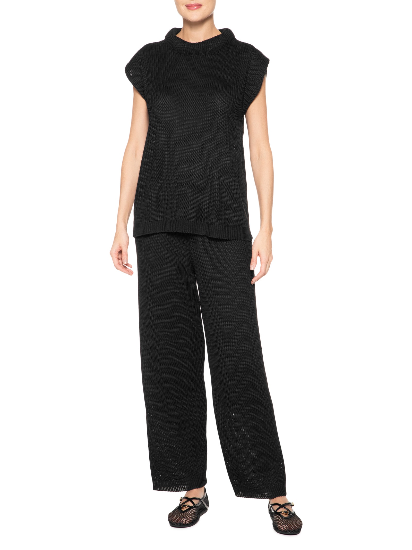 Conjunto Feminino Em Tricot Preto Market 33