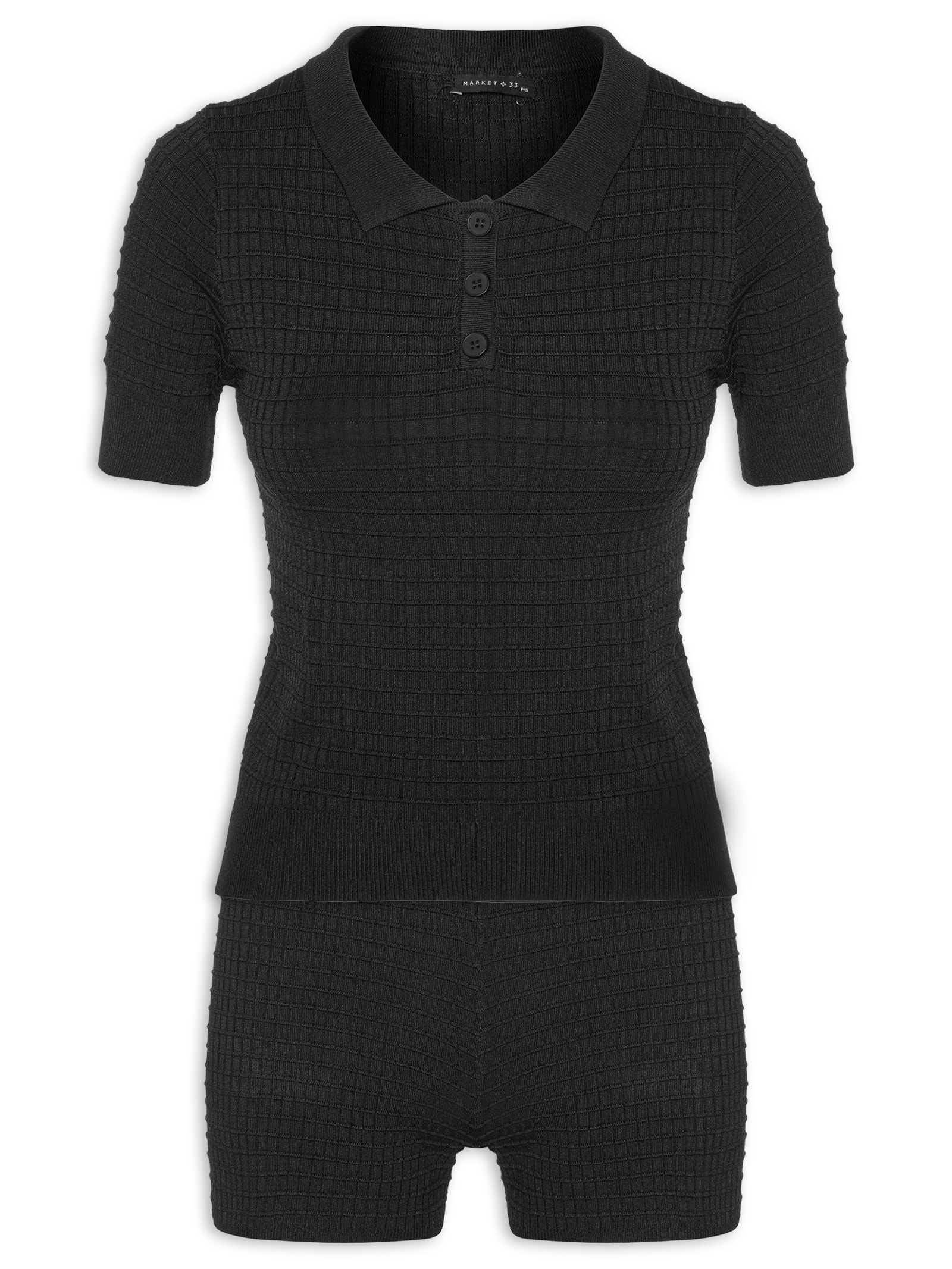 Conjunto Feminino Em Tricot Preto Market 33