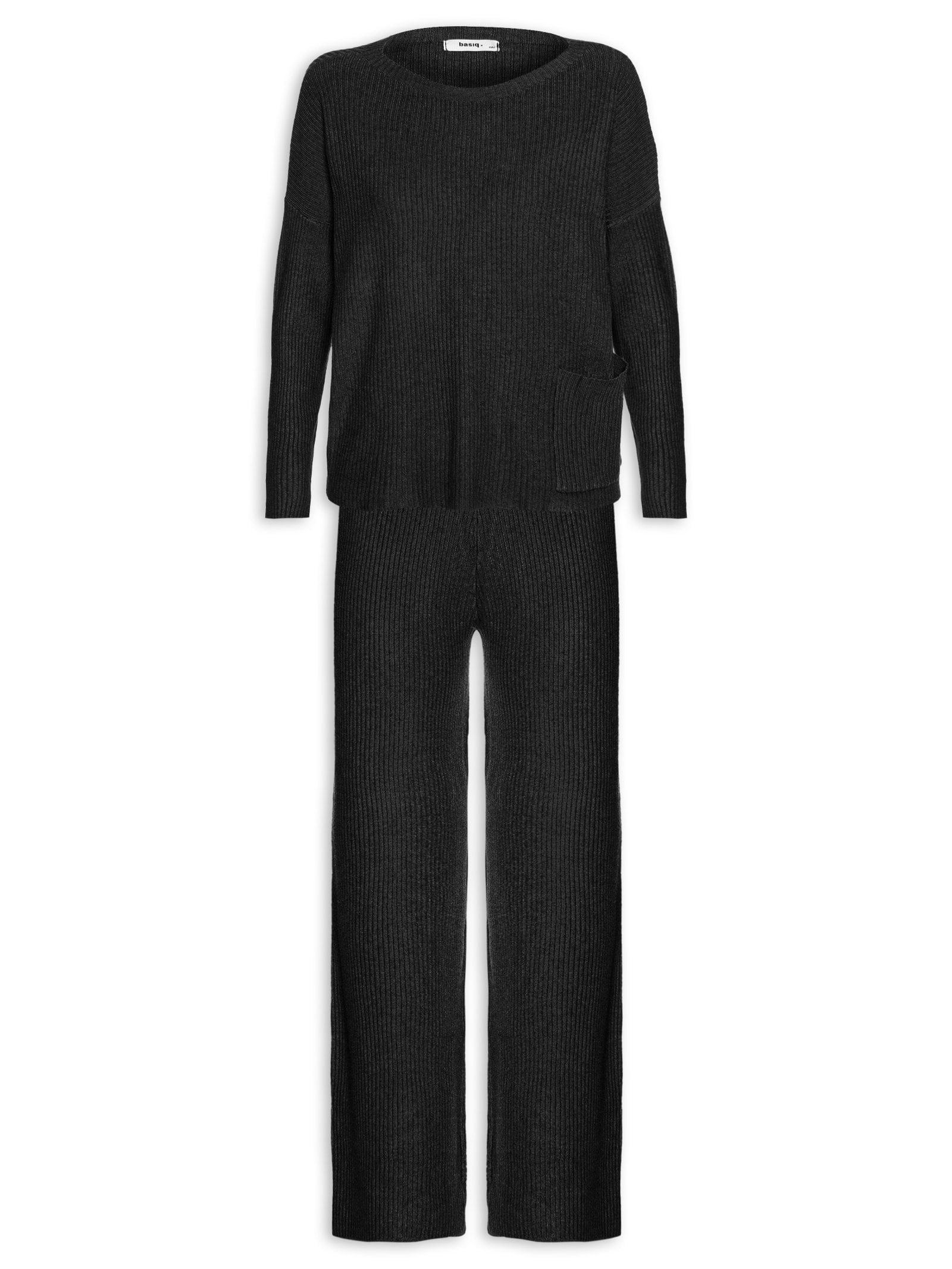 Conjunto Feminino Em Tricot Preto Basiq