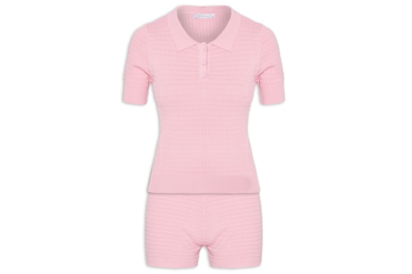 Conjunto Feminino Em Tricot - Rosa