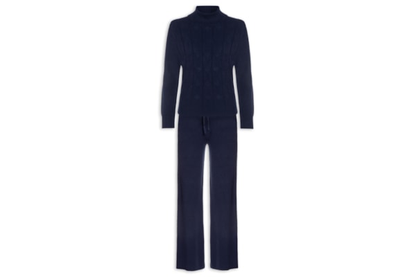 Conjunto Feminino Em Tricot Texturizado - Azul