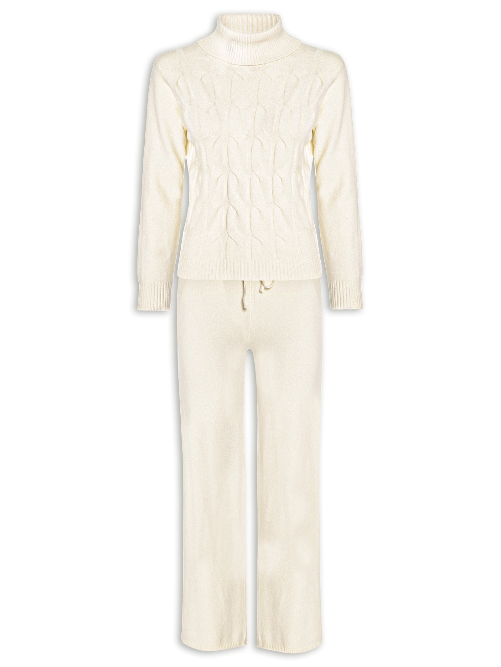 Conjunto Feminino Em Tricot Texturizado Off White Basiq