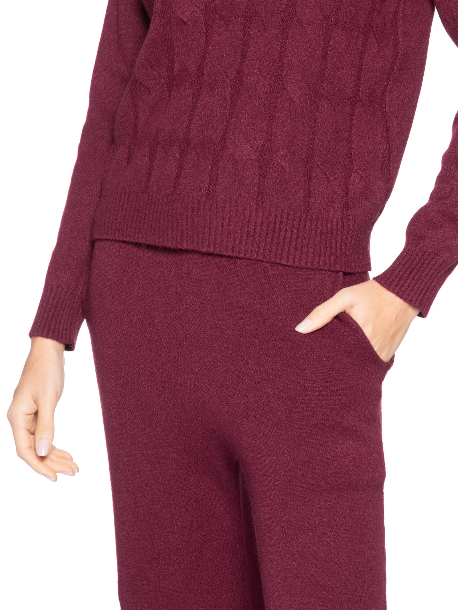 Conjunto Feminino Em Tricot Texturizado Vermelho Basiq