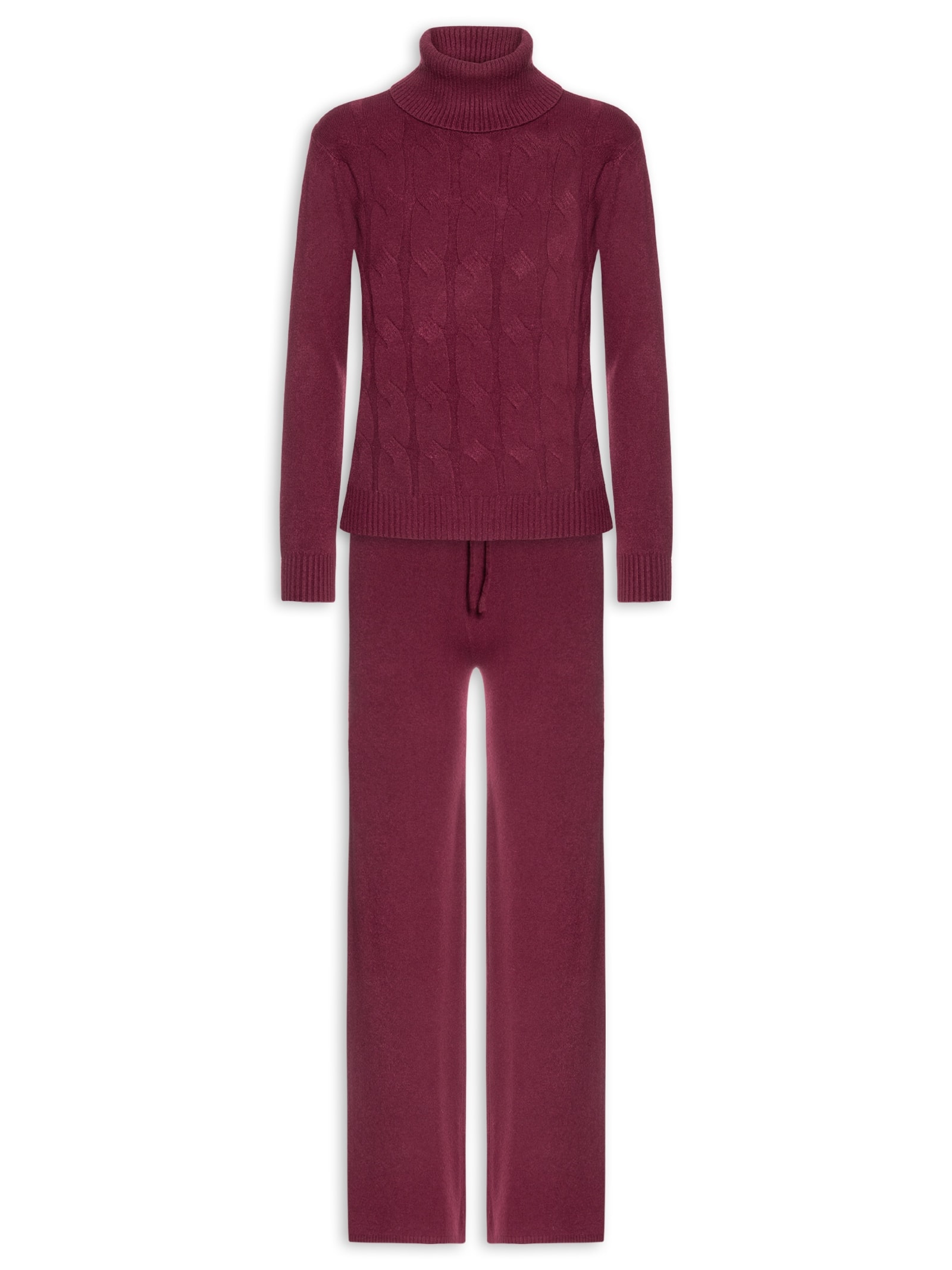 Conjunto Feminino Em Tricot Texturizado Vermelho Basiq