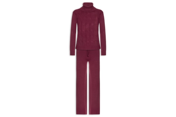 Conjunto Feminino Em Tricot Texturizado - Vermelho