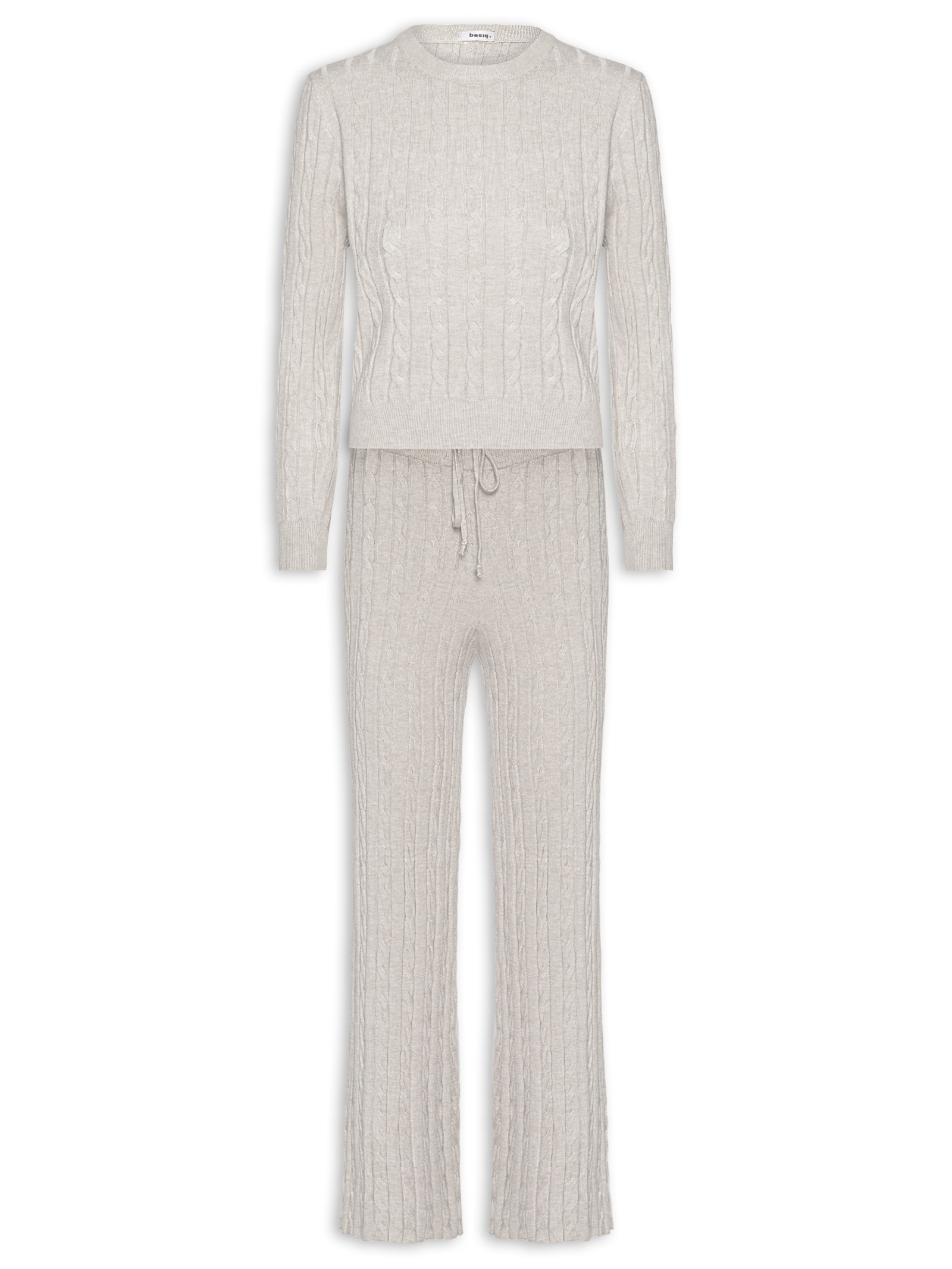 Conjunto Feminino Em Tricot Texturizado – Bege Basiq