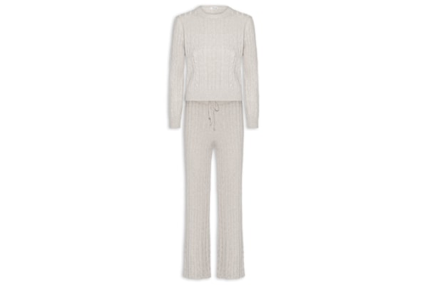 Conjunto Feminino Em Tricot Texturizado – Bege
