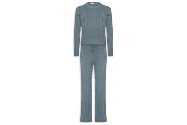 Conjunto Feminino Em Tricot Texturizado – Cinza