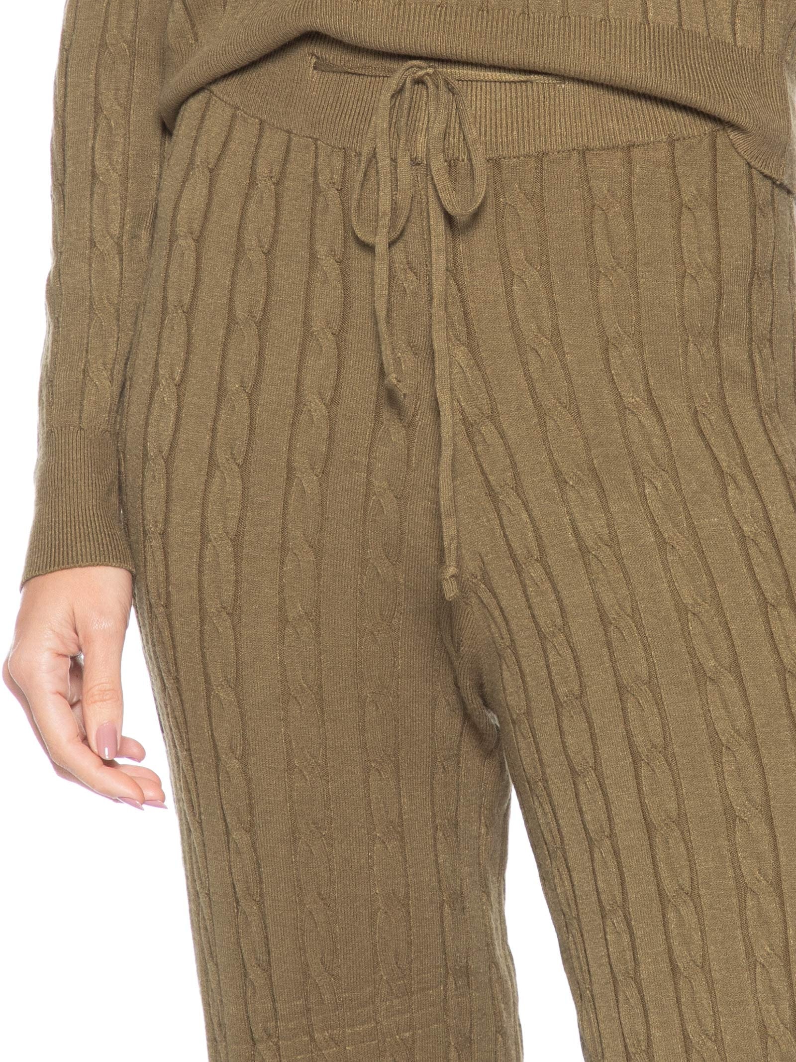 Conjunto Feminino Em Tricot Texturizado – Marrom Basiq