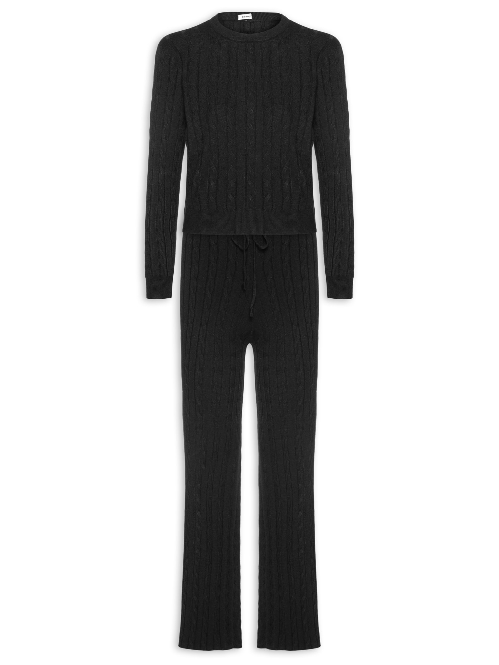 Conjunto Feminino Em Tricot Texturizado – Preto Basiq
